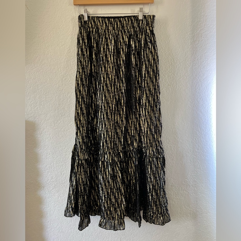 Zara Black and Gold Maxi Skirt
